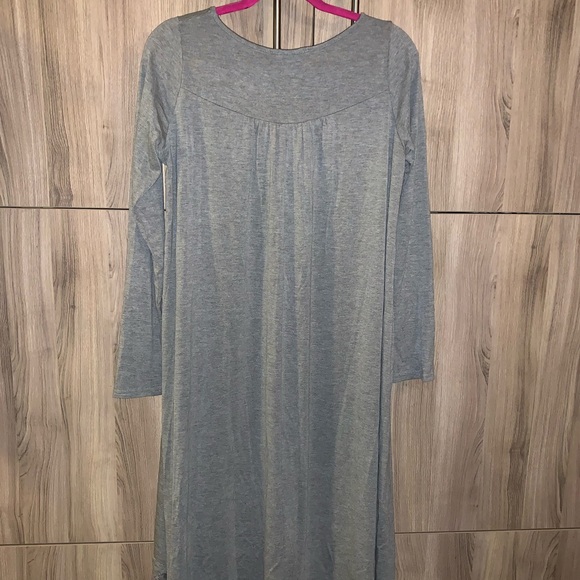 Maternity Pregnancy Gray Long Sleeve Dress - Picture 4 of 7